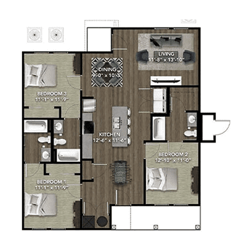 3-bedroom flat