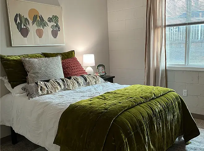 furnished apartment bedroom