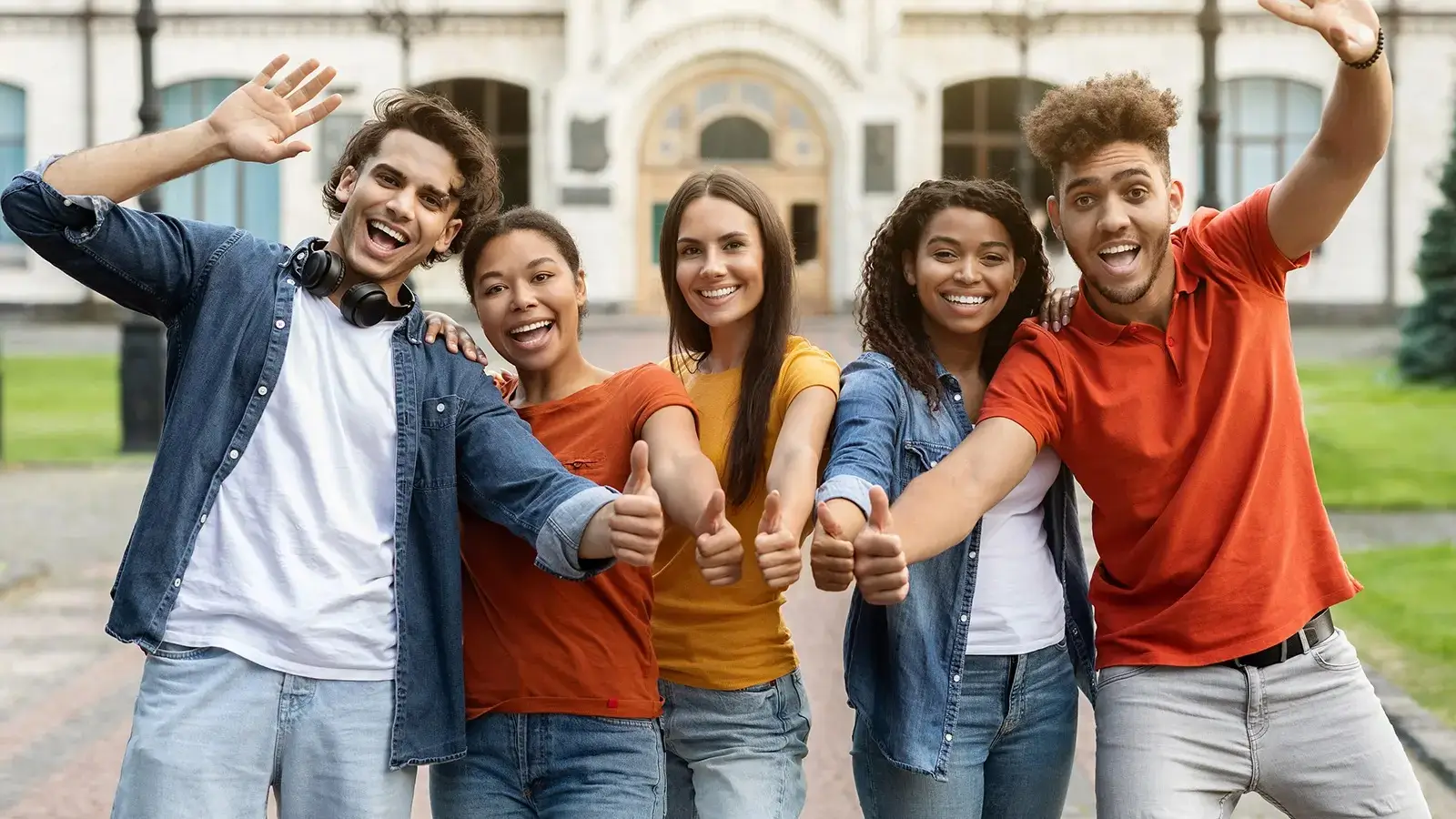 a group of people smiling