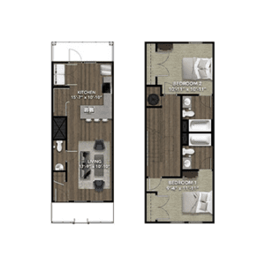 Archer 2 Bedroom Townhouse Floor plan